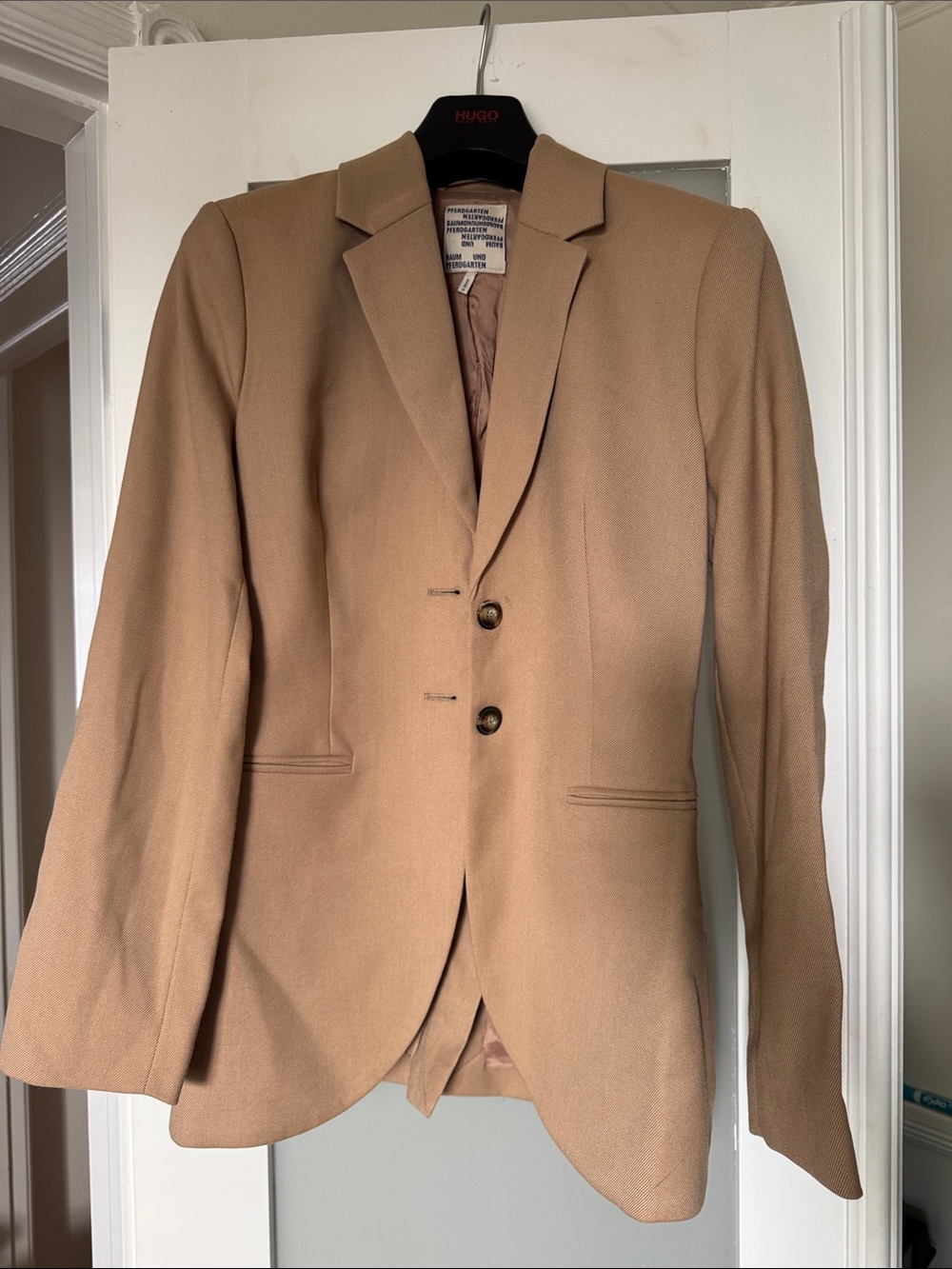 Womens Camel Wool-Blend Tailored Blazer by Hugo